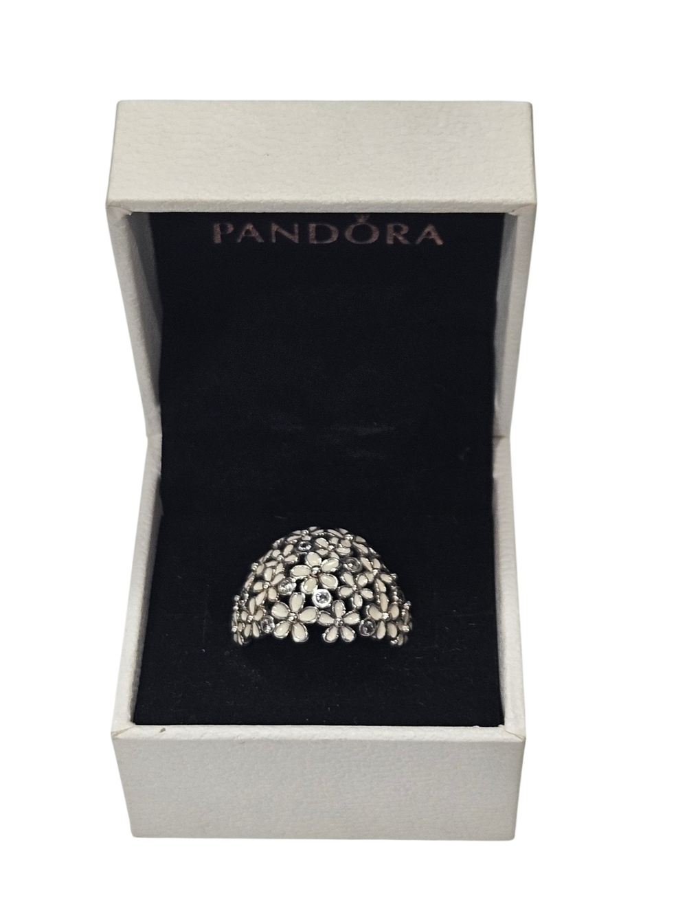 Pandora Darling Daisy Bouquet Ring Size 60 Sterling Silver Enamel CZ